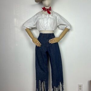 CARWASH FRINGE 1960’s Vintage Blue Distressed Women Jeans 28 Waist S M